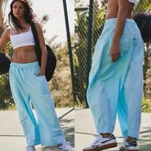 NWT FP Movement Fresh Start Oversized Pants in Refresh/Light Blue, Size M. - Picture 1 of 5